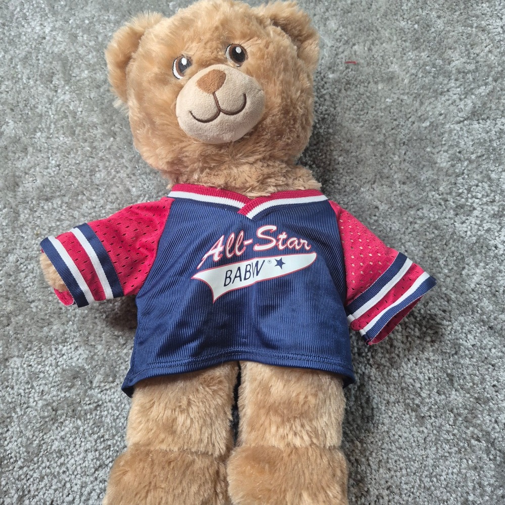 Build-A-Bear Workshop Tan Teddy Bear All-Star BABW Sports Jersey Plush 16 Inch